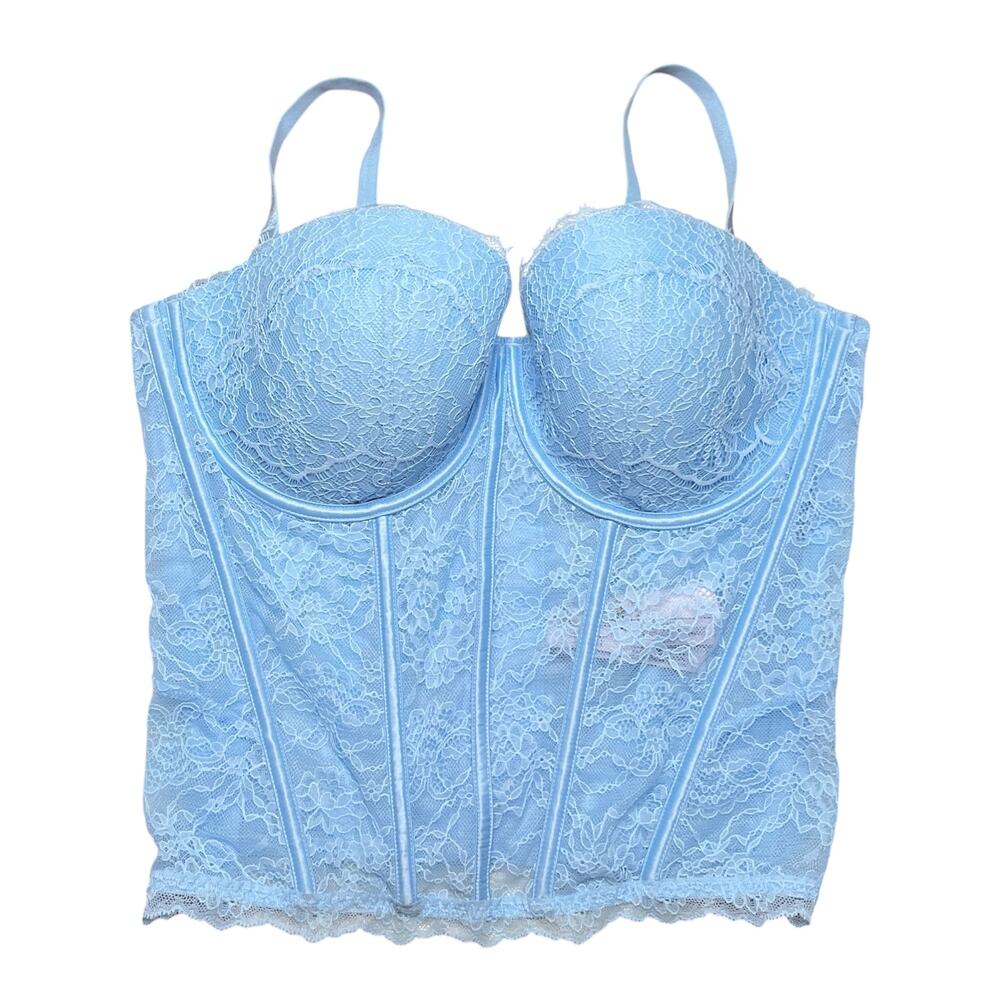 Victoria's Secret Longline Lace Corset Baby Blue Size XL